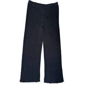 Guardaroba NEW Knife Pleat Ribbed Knit Pants Black Size Medium Couture Luxury